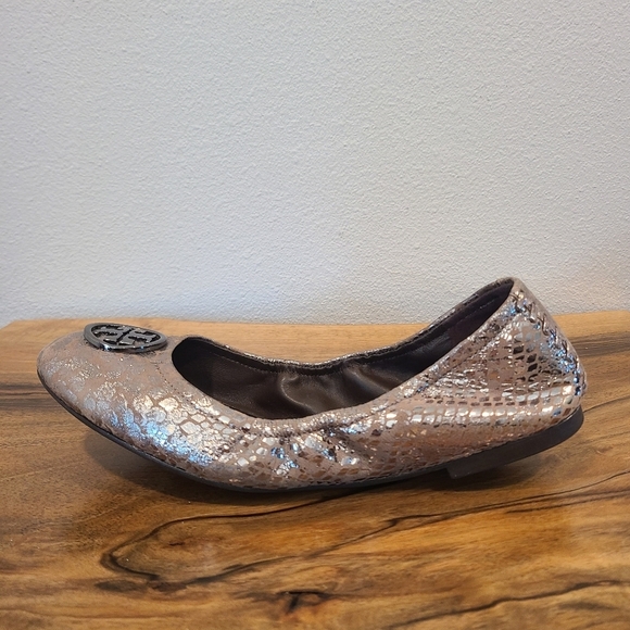 Tory Burch Heidi Metallic Snake Print Ballet Flats - Picture 9 of 12